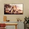Big Bnd Small Lion Snuggle Leinwand-Malerei, Posterdruck, nordische Wandkunst, Bild für Wohnzimmer, Heimdekoration, Dekoration, rahmenlos