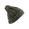 Beanie/Skull Caps Cuhakci Vinterull Skallies Stickad tjock kvinna Keep Warm Beanie Cotton virkning Kvinnor Färg Vuxen Casual Hat Pros22