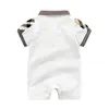 Designer Babys Jumpsuits Rompers Infants Clothing Breathable Pure Cotton Newborn Lapel Short Sleeve Romper Baby Thin Plaid Romper PSK154