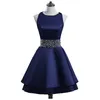 Party Dresses 31014ht Satin A Line Round Neck Homecoming Sleeveless With Crystal Sashes 2022 Girls Robes Frocks