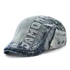 Basker retro basker mössa för män denim hatt sommarvisor jean toppade gorras planas platt justerbar manlig boina ben dropshipberets davi22