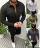 4 färger Mäns Casual T-shirts Långärmad Rivet Stitching Fashion Toppar Mens Outdoor Clothers Shiny Shirt