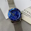 AAA Wysokiej jakości zegarek luksusowy moda ze stali nierdzewnej metalowa niebieska ramka 1884 Nowy męski zegarek kwarcowy projektant ruchu sportowego