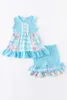 Girlymax SummerBaby Barge Children Chitle Shortsセットヒョウ牛の花の衣装フリルブティックキッズ服2206​​20