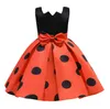 Gorgeous Classic Retro Dots Bow Tutu Gown För Baby Girl's Dresses Elegant Princess Party Kostym 2-10 Barn Kläder Vestidos