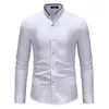 Camicie casual da uomo Camicia da smoking da uomo con colletto alla coreana bianca da uomo 2022 Chemise da uomo d'affari a maniche lunghe slim fit di marca