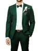 Stilig trädgård country green bröllop tuxedos smal fit formell brudgum slitage män prom party kostymer 2 bit sommar man brudgummen prom blazer jacka byxa 2022