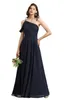 Elegant Navy Blue Bridesmaid Dresses A Line One Shoulder Long Summer Bohemian Weddings Maid of Honor Gowns Women Occasion Evening Prom Robes Plus Size BM3006