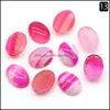 Arts And Crafts Arts Gifts Home Garden Wholesale 15X20Mm Oval Striped Agate Stone Carving Cabochon Natural Crystal Polishi Dhdyn