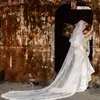 Bridal Veils V105 Koronna krawędź welon ślubna z różem dwa poziomy długie okładka