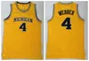 Mens NCAA Michigan Wolverines College Basketball Jerseys Vintage 4 Chris Webber 5 Jalen Rose 25 Juwan Howard 2 Jodan Poole Jersey Blue Yello