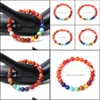 Arti e mestieri 7 Chakra 8 mm Agata rossa Pietra Bracciale con perline Braccialetti con perline tonde Energia curativa Yoga per lo sport2010 Dhhe3