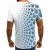 夏のカジュアルメンズTシャツ3D格子ハラジュクトップス3次元スパイラルTシャツOネックシャツプラスサイズストリートウェア220509
