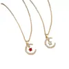 Ny stil Moon Star Birthstone Pendant Necklace Women Crystal Gold Color Clavicle Chain