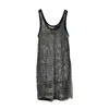 Shiny Rhinestone Mesh Vest -klänningar med baskjol Designer Brand Ladies Party Night Club Silver Dress2121