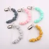 5 Colors Silicone Bead Pacifier Holders Newborn Nipple Teether Chains Anti-drop chain Pacifier Clips Baby Teething DE554