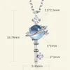 Beautiful Women Necklace Real 925 Silver Natural Blue Topaz Star Key Pendant For Party Gift With Chain253p290i