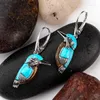 Dangle & Chandelier Fashion Blue Brid Pendant Necklace Flying Hummingbird Oil Painting Earrings Enamel Animal Stud Jewelry GiftDangle
