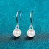 Stud White Gold Plated Brilliant Cut Diamond Test Past D Color Moissanite Pearl Earrings Silver 925 Original Gemstone JewelryStud