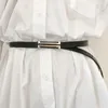 Kemerler Moda Deri İnce Kemer Kadınlar İçin Kişilik Metal Metal Bel Strap Tasarımcı Ladies Pantolon Elbise Dekorasyon Bel Belgesi