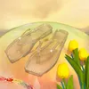 2022 Nya kvinnors tofflor Rhinestone Square Head Flat Bottom Transparent Crystal Jelly Flip Flops Damer Ytter slitskor