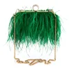 Luxe plume d'autruche sacs de soirée pour femmes chaîne épaule sac à bandoulière gland fête embrayage vert mariage sacs à main 220607