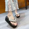 Tofflor Platform Flats Woman Flip Flops Pearl Mesh Slingback Sandaler Summer Shoes Clip-Toe Fashion Slides Mujer 220530