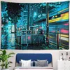 Japan City Night Scene Tapestry Cyberpunks Future Steam Carpet Wall Hanging Psychedelic Galaxy Hippie Art Home Decoration J220804
