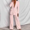 Zweiteiliges Damen-Business-Blazer-Set, Bürodame, einfarbig, formelle Anzüge mit Knöpfen, neues rosa, gelbes Pendler-Blazer-Hosen-Set T220729