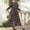 Sukienki Plus Size 4XL 5XL Smock Sukienka Kobieta 2022 Jesień Z Długim Rękawem Kwiatowy Print Casual Duży Maxi