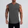 Plain Cotton V Neck Fitness Tank Top Men Summer Muscle Vest Gymkläder Bodybuilding ärmlös skjorta Träning Sport Singlets 220624