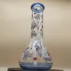 8 Inch Premium Blue Tip and bottom Anime Theme Frog Hookah Water Pipe Bong Glass Bongs With 14mm Downstem And Bowl 2 In 1