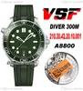 VSF Diver 300M A8800 ASSISTA AUTOMÁTICO DE CERAMICAS BEZEL BEZEL VERDE TEXTURA DO DISCO DO DISCO DE BORRACHA 210.30.42.20.10.001 Super Edition PureTime 20b2