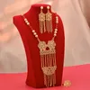Boucles d'oreilles collier 24k Dubai couleur or ensembles de bijoux pour femmes africaine inde fête mariage pendentif bracelets ensemble cadeaux boucles d'oreilles