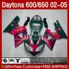 Bodywork Kit Daytona 650 600 CC 2002 2003 2004 2005 Body 132no.87 Cowling Daytona650 02-05 Daytona600 Daytona 600 02 03 04 05 ABS 오토바이 페어링 그린 레드