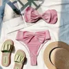 Maillots de bain pour femmes Sexy femme Bikini ensemble taille haute nœud dames femmes 2022 plage vacances maillot de bain femmes