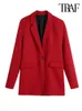 TRAF femmes mode tenue de bureau simple bouton Blazer manteau Vintage à manches longues dos évents vêtements de dessus pour femmes Chic Veste 220402