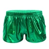 Shorts Masculino Masculino Brilhante Metálico Cós Baixo Elástico Cós Boxer Performance de Palco Roupa de Clube Traje Trunks Rave Party Roupa de Clube Masculino