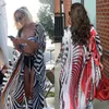 Dames badkleding Chiffon Cardigan Beach Cover Up Women Bikini Swimsuit Lange jurk Zebra gestreepte tunieken Badpak Cover-Upswomen's