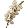 New Arrival One Faux Cymbidium Flower Branch 15 Heads Real Touch PU Cymbidium Butterfly Orchid Stem for Wedding Floral Decoration