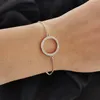 Link Chain Kioozol Micro Inlaid Crystal Tiny Circle Simple Armband Rose Gold Silver Color for Women Party Beach Jewelry Zd1 KO1 INTE2LINK