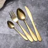 4 -stks/set gouden bestek mes Flatkly Set roestvrij staal servies westerse dinerwaren lepel steak reiss set set jle14172