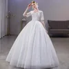 Autres robes de mariée en dentelle brillante avec des appliques à manches courtes Robes de Novia 2022 Blanc Col en V Princesse Robes de mariée Plus TailleAutre