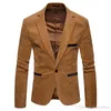 QNPQYX 2022 NIEUWE FASHIVE HIEN's Corduroy Leisure Slim Suit jas Hoogwaardige Casual Man Blazers Jacket en kost mannen enkele knop X03