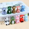 Fashion Stereo Cute Dinosaur Keychain Key ring Panda Koala Fox Multiple Animal Keychain Cartoon Mobile Phone Bag Fun Pendant