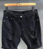 Summer Men039S Jeans Fashion High Stretch Slim Cut Pants Ripped Off Denim Shorts4778745