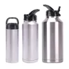 36o/1L 18oz/0,5L Wasserflaschen Strohhalmdeckel Growler Flask Reisebecher 304 Edelstahl 2-wandiges Fass Isoliertes Vakuum Optionale Neoprentasche