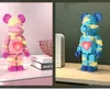 Nuevo DIY Bearbricking Net amor rojo oso violento bloques de modelismo con juego de iluminación MOC Mini animales de bloques de construcción juguetes para niños regalo