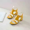 Sandels Women Scarpe Summer Nuova moda Apri apertura Modern Rom Sandals Med Trick Tanns Giallo Bianco Calzature 220303