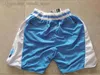 Shorts de basquete 1789 North University Carolina com bolso com zíper e saltos de alcatrão moletom masculino azul branco respirável calças masculinas